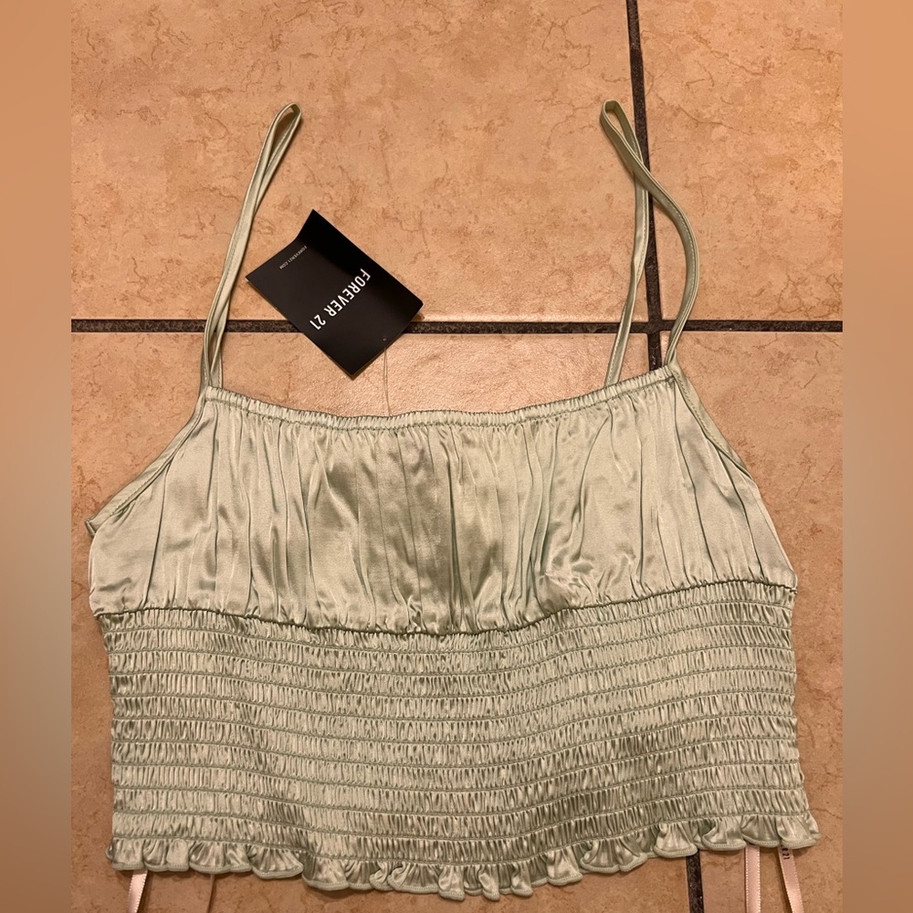 Forever 21 baby green satin top